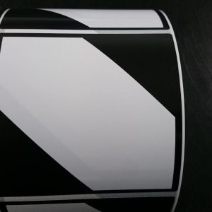 Gloss 100mm x 98mm BC 1AC Black Dangerous Logo 1,000 per roll